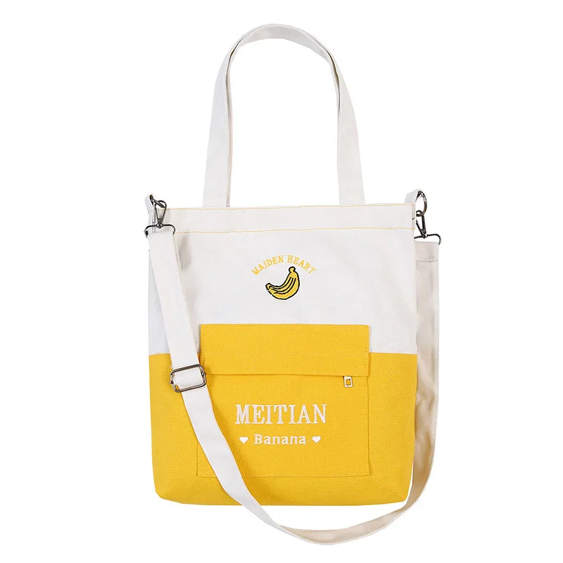 YIMYIK High Quality Spliciing Color Embroidery Banana Letter Canvas Designer Crossbody Bag