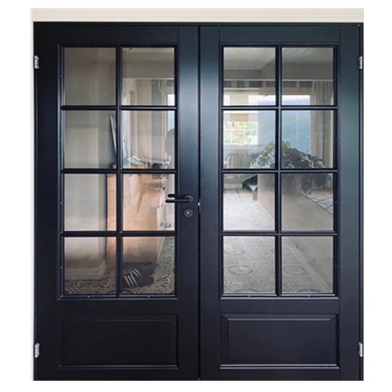 Custom Made Wrought Iron Doors Exterior French Safety Glass Steel Door