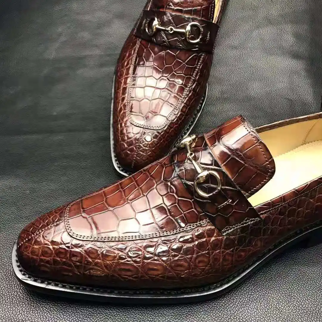 Alligator Shoes Men Genuine Leather Pure Crocodile Skin Casual Shoes For Men Elegant Style Sapato Luxury Loafers Shoes For Men