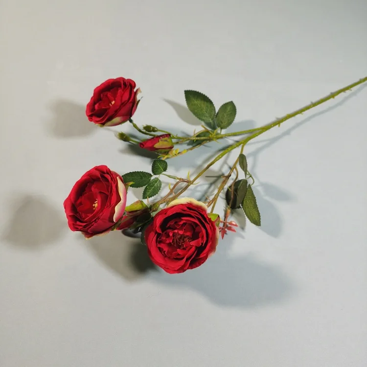 YOPIN 346 Artifical Plastic Rose Stems Silk Red Roses Artificial Flowers Tea Roses Flowers
