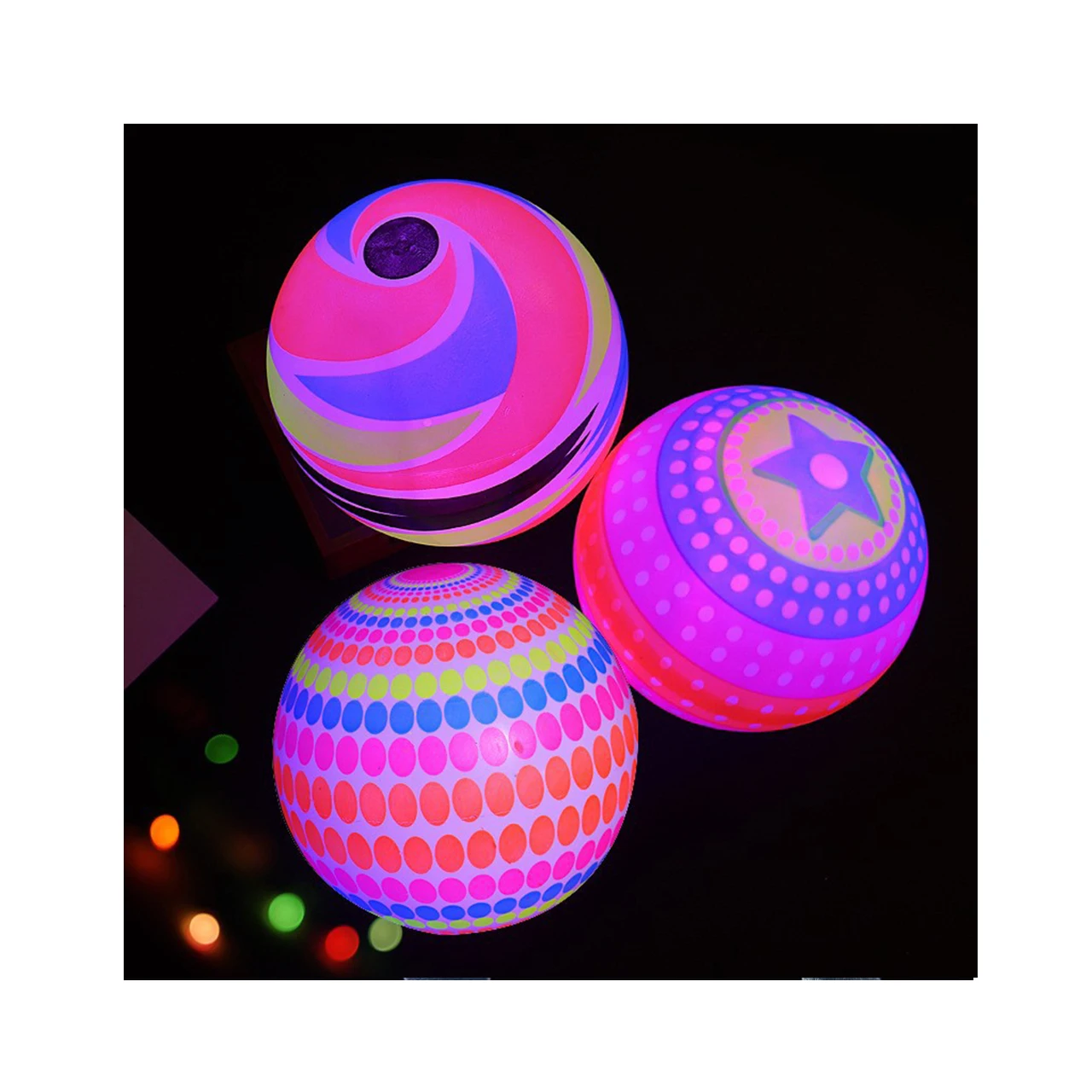 celebrity stall luminous football flash basketball racket ball fluorescent ball fitness shake inflatable elastic ball toy