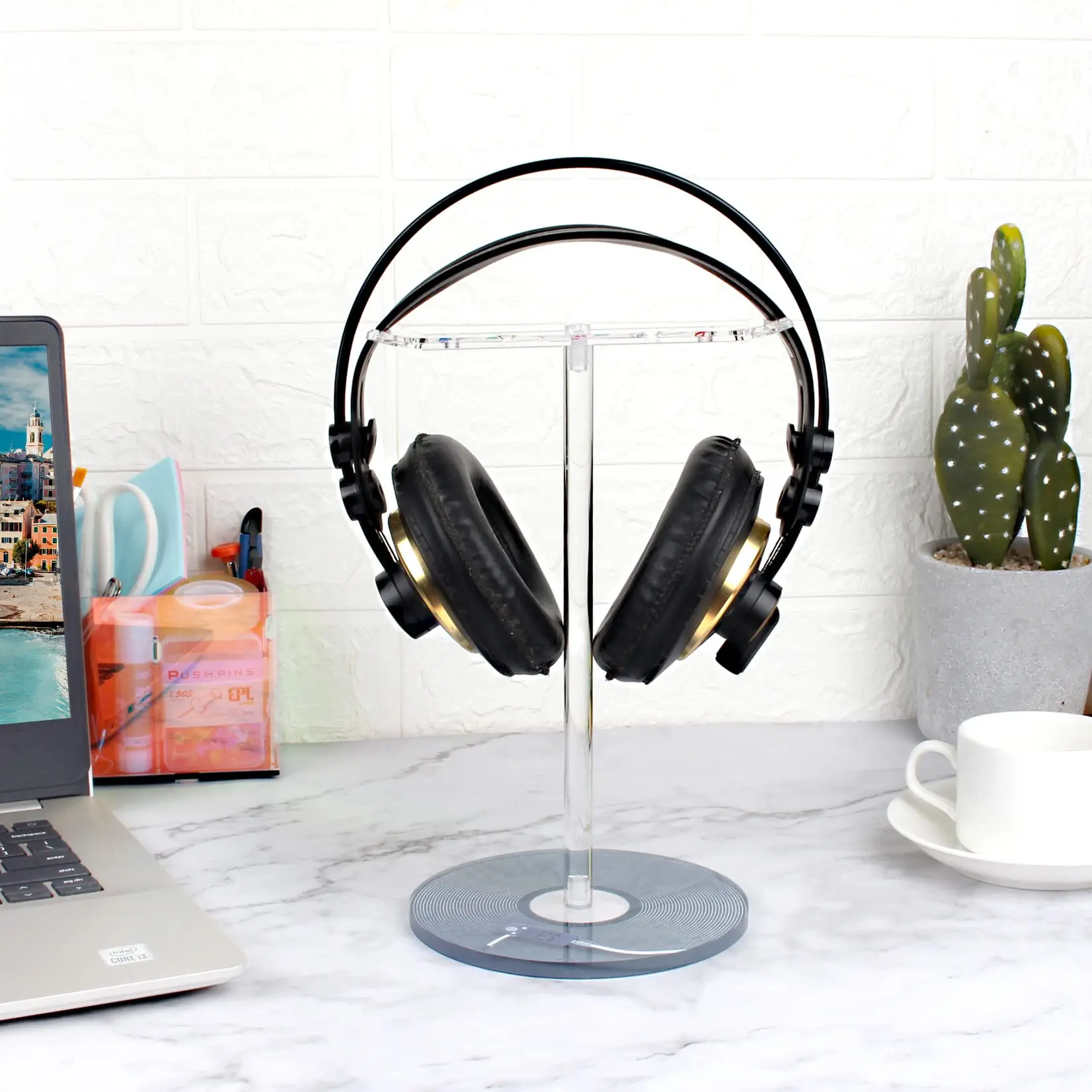 Wholesale Simple Designed CLear Acrylic Headphone Holders Displaying Stand Holder
