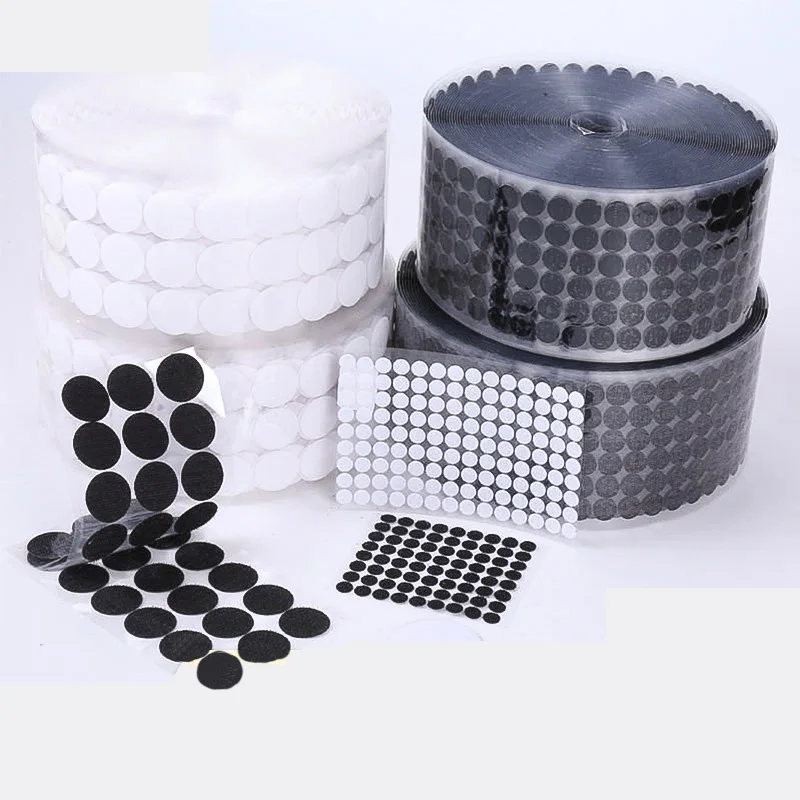 Hook loop adhesive dot self adhesives white transparent clear double sided sticky tape dots