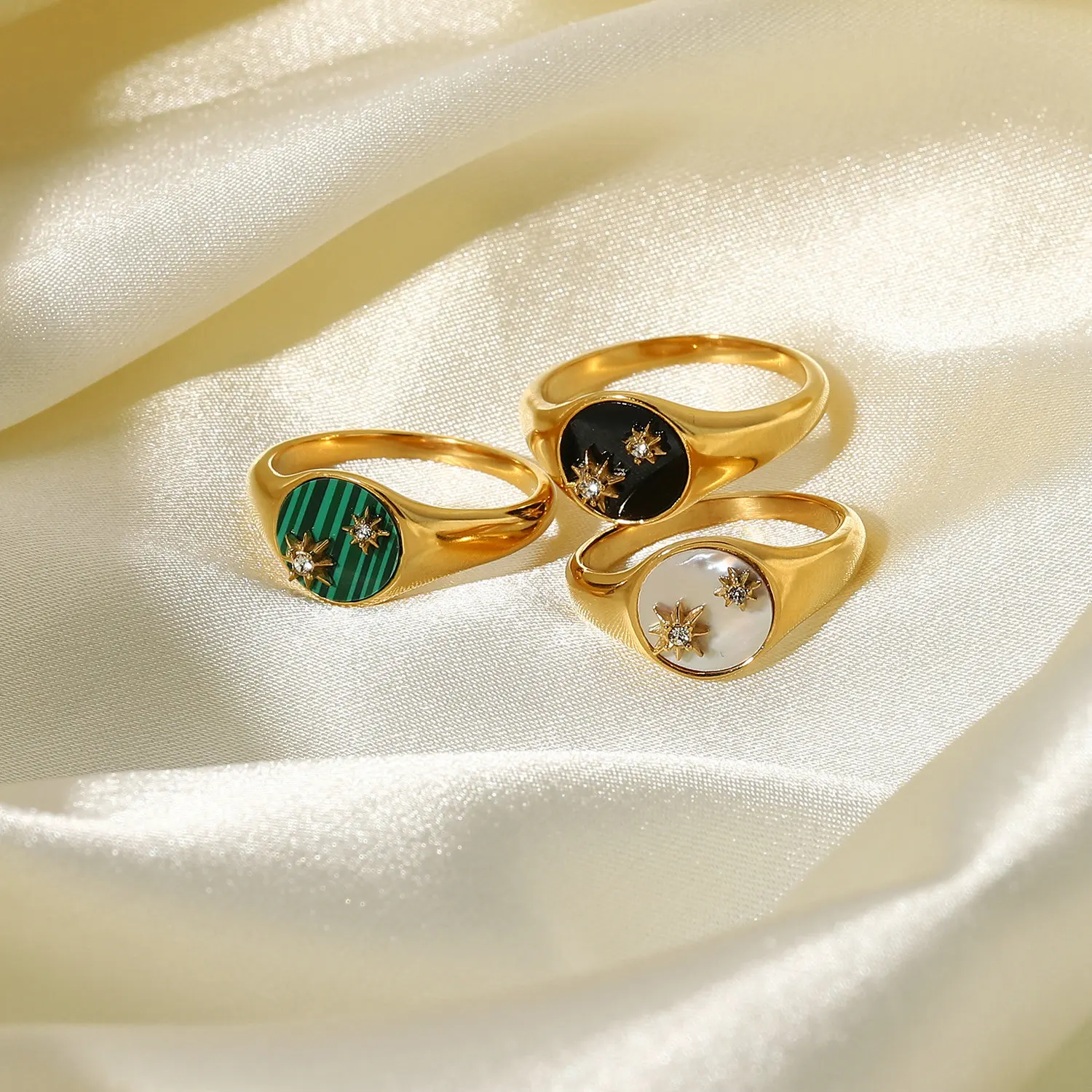 Croissant Ring 18K Gold  Plateding Stainless Steel  Ring  Miami Fine jewelry ring For woman