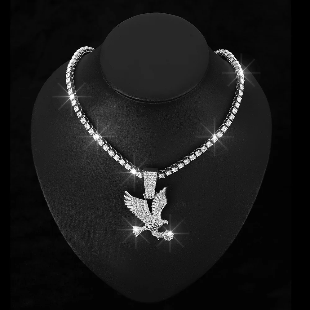High Quality 18k Gold Plated Stainless Steel Falcon Eagle Necklace Jewelry Luxury Bling Zircon Stone Necklace for Women