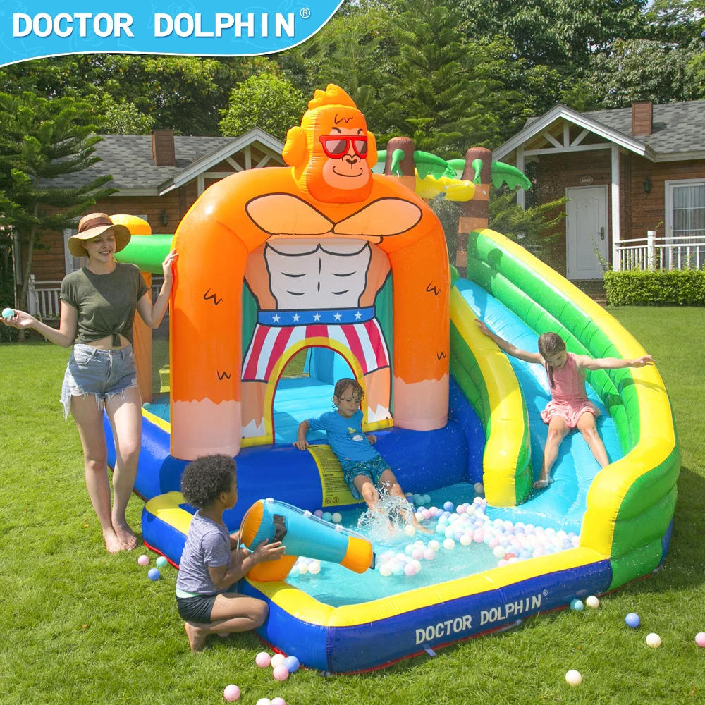 Doctor Dolphin Outdoor Inflatable Bouncy Castle Slide Pool With Slide Wholesales