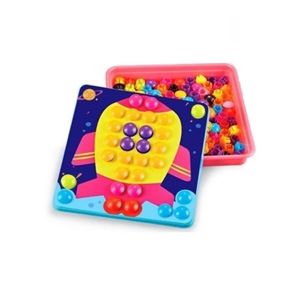 Educational DIY Set Mushroom Nail Plastic Pegboard Toy With 55 PCS/SET