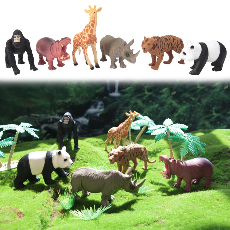 Realistic Dinosaur Figure Model Mini Toys Ocean Wild Forest Model Plastic Forest Animal Toy Set - 6pcs horse farm animals toys