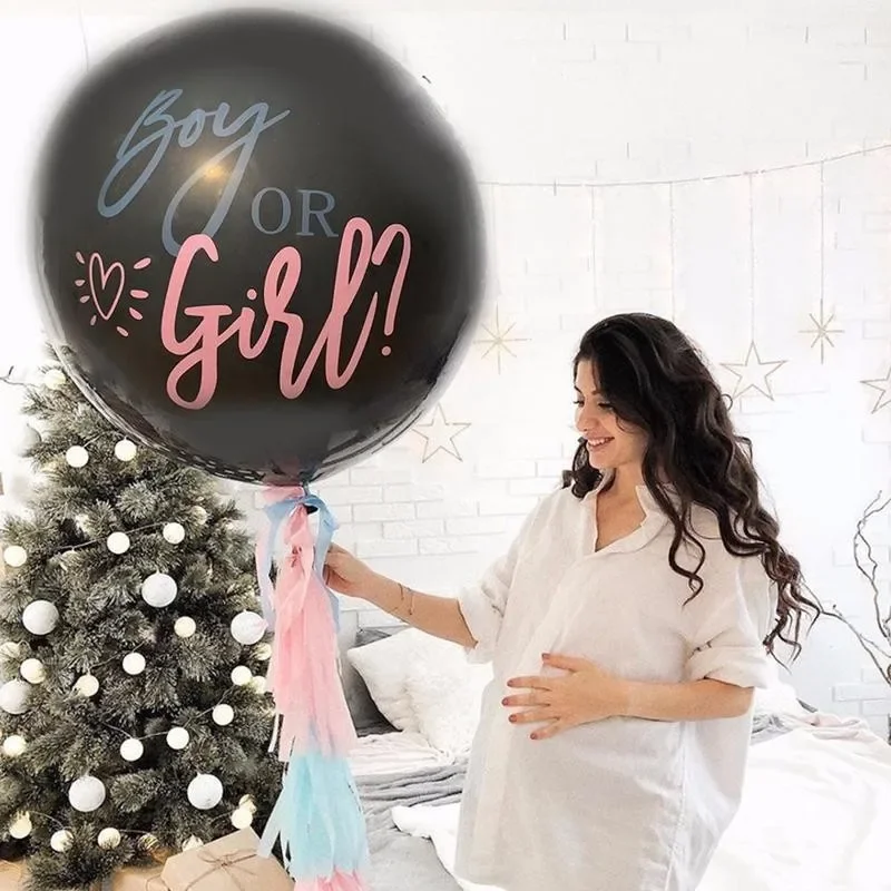 Boy Or Girl Boys and Girls Large Latex Balloons Gender Show Party Decoration Supplies 36-inch Giant Black Gender Reveals Balloon