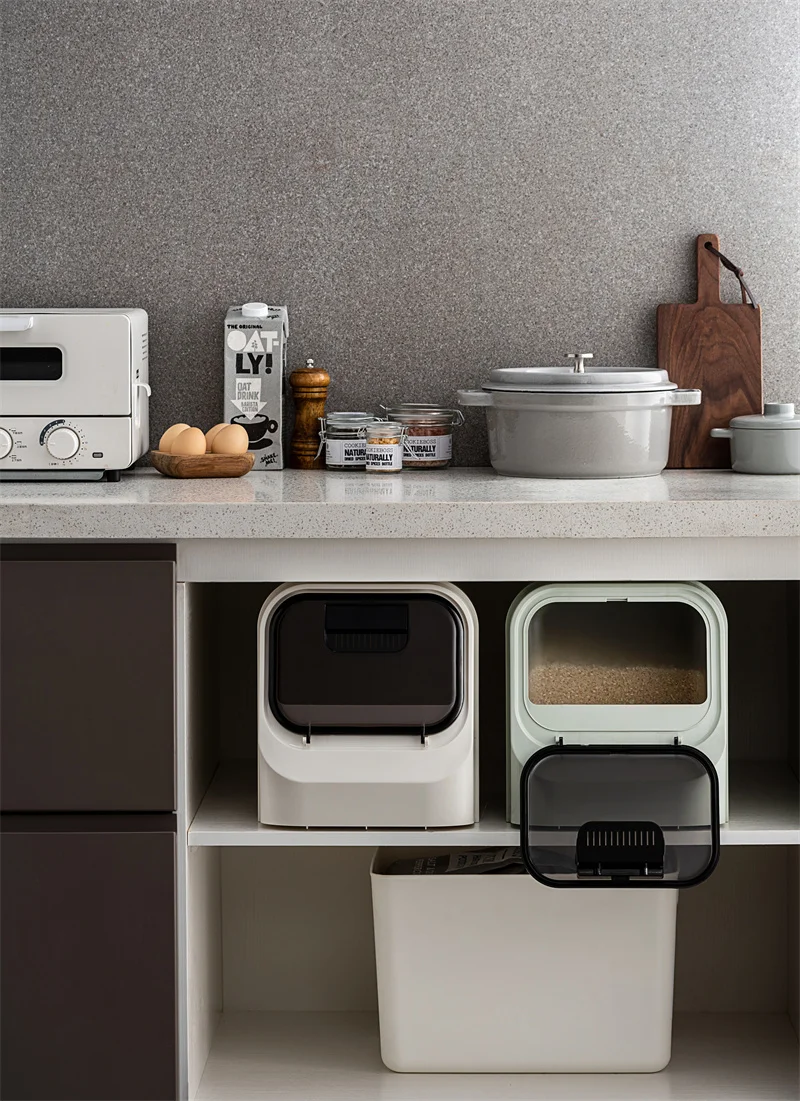 Pinmoo Sealed Rice Storage Container 10kg Transparent Plastic Rice Storage Box Storage