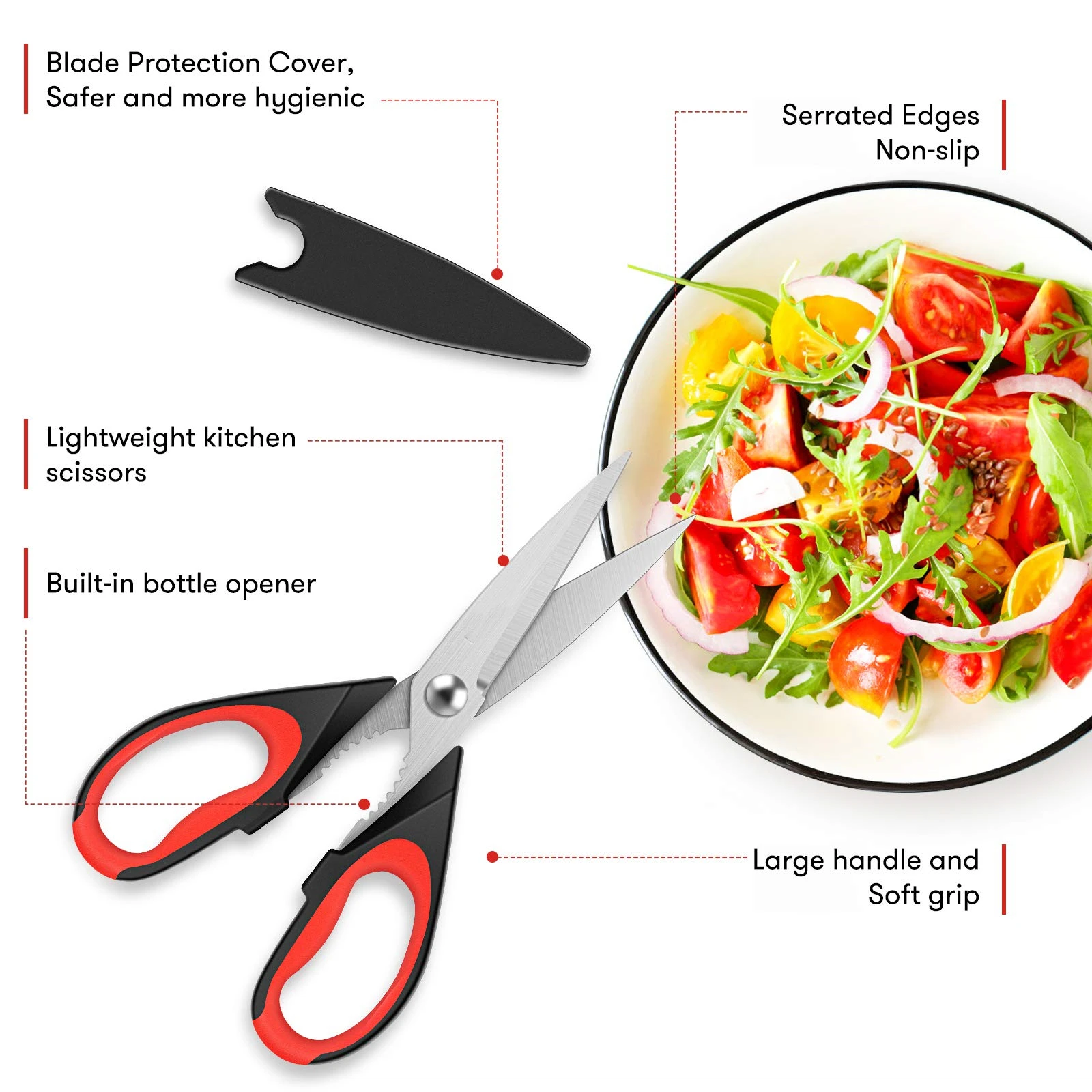 8.66inch Kitchen Poultry Shears Meat Heavy Duty Dishwasher Safe Food Cooking Shears All Purpose Stainless Steel Utility Scissors