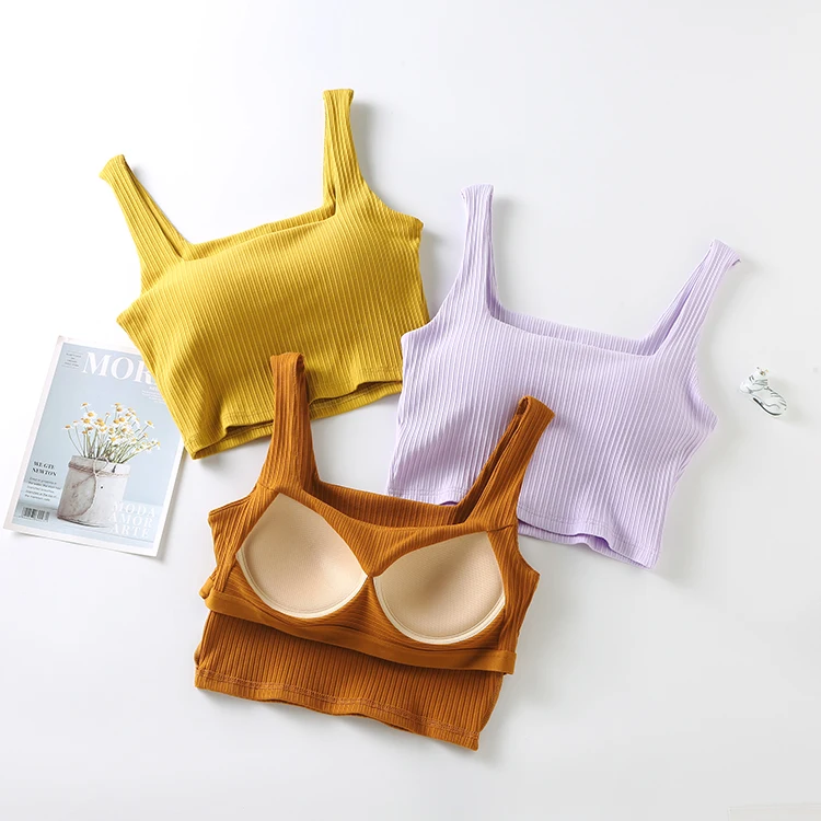 Manufacturer Direct Sales Square Vest With Bra Padded Camisole Comfortable Lingerie Warm Camisole