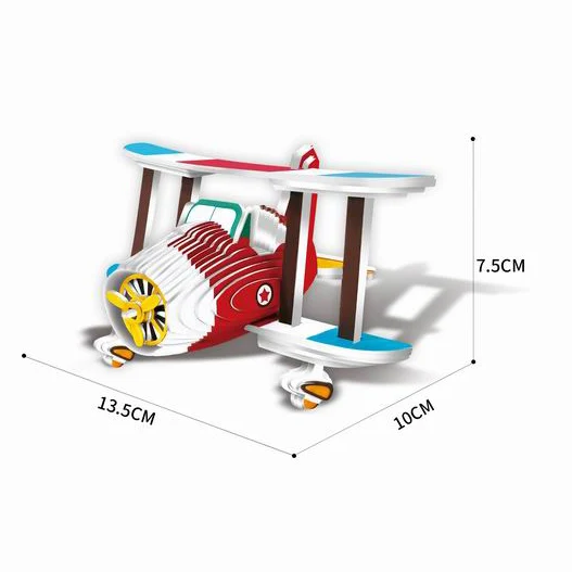 Cardboard model assemble toys white paper board puzzles Jigsaw puzzle 3d monoplane assembly diy 3d puzzles aircraft for kids