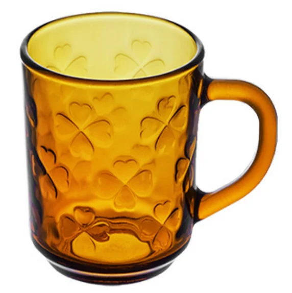 Popular Lucky  leaf design with Amber /blue /smoky grey 8 oz Glass Latte Coffee  Mug  Tea cold drink  Cup with Handle