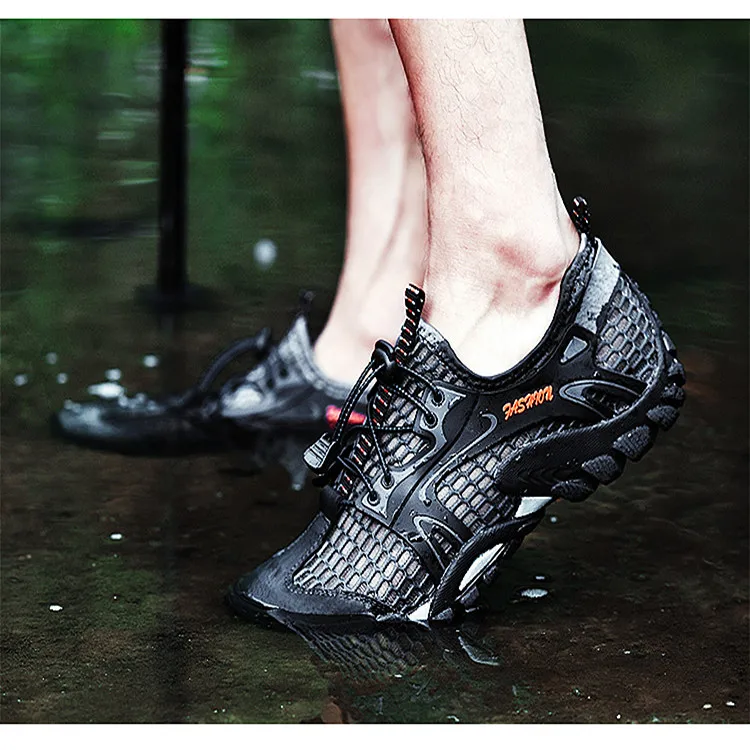 Перфорированная прогулочная обувь с сетчатой поверхностью пропускающие воздух мужские спортивной обуви и уличные ботинки для пешего туризма