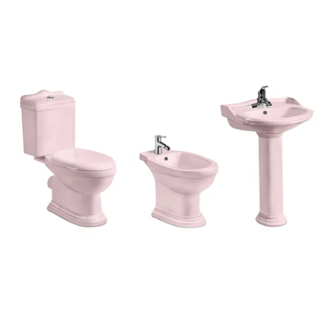 Африканский туалет P-trap розовый цвет из двух частей керамический с велосипедным дизайном в