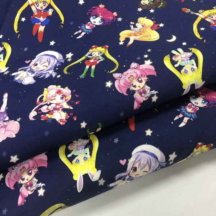 Cartoon Fabric 100% Cotton Woven Fabric For Clothes Sewing Digital Printed Poplin Fabric For Baby Custom Patterns Tissus Cloth