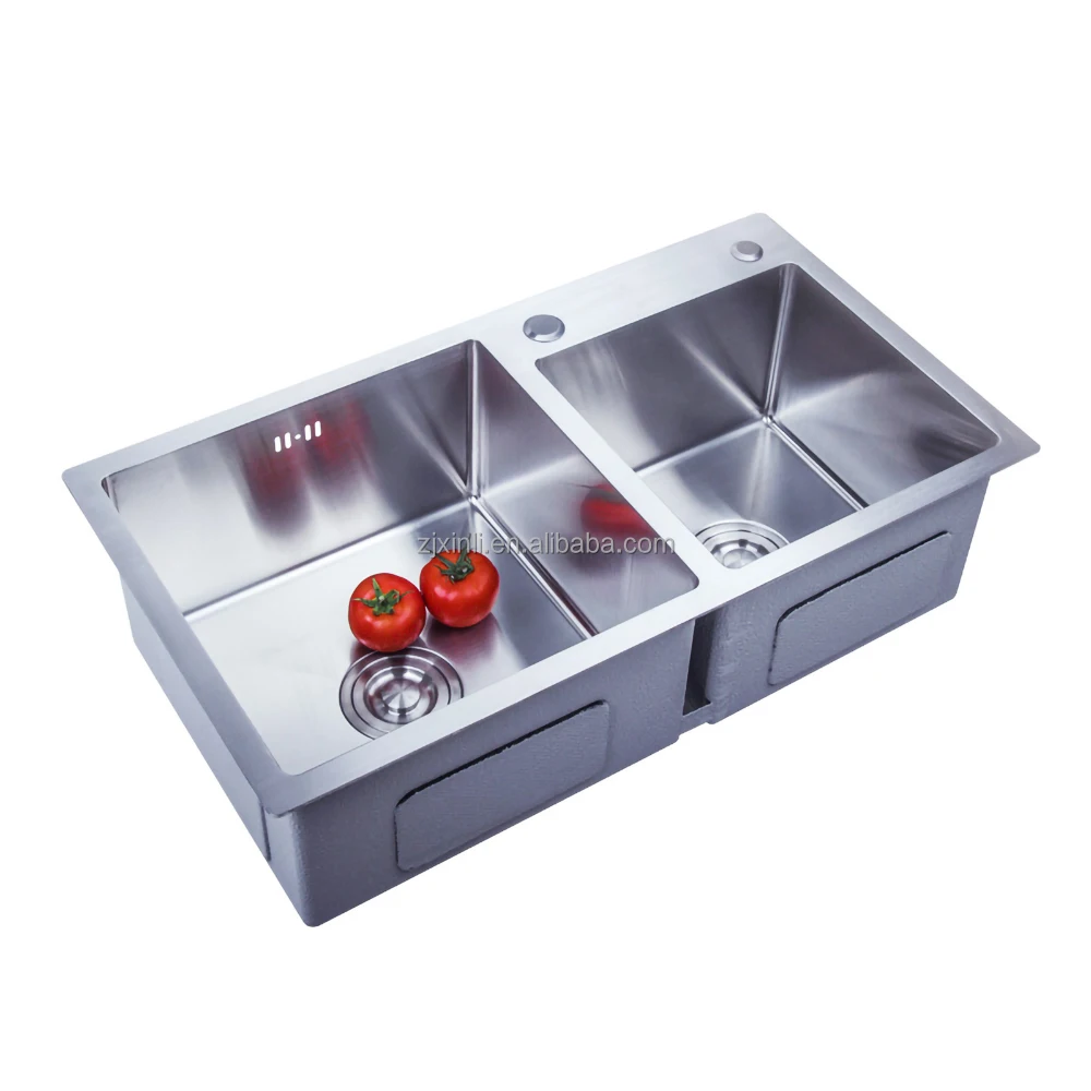 X26117 SUS304 Stainless Steel Material 72*40CM Size Of Above Counter Double Bowl Kitchen Sink