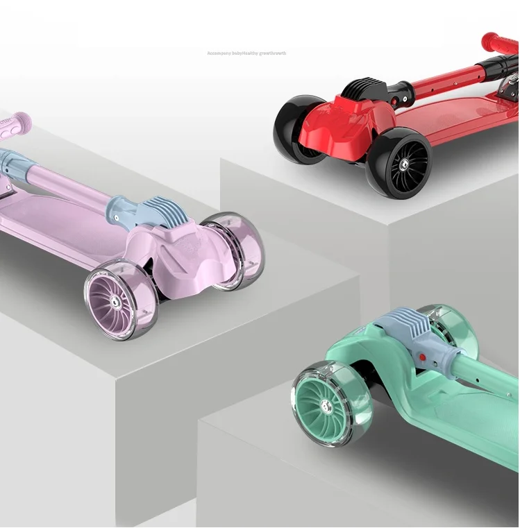 Быстро складывающийся трехколесный детский пластиковый скутер, стабильный детский мини-скутер