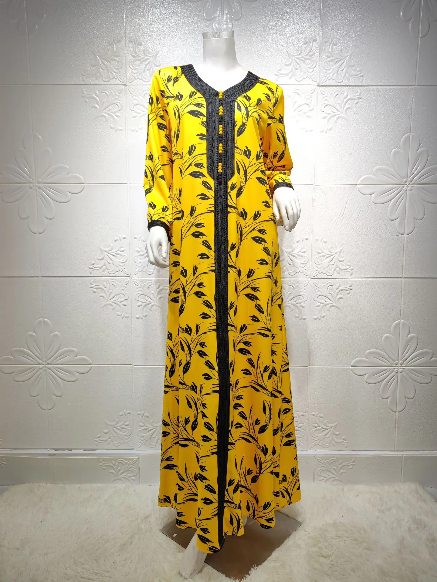  1308 мусликло Рамадан платье с цветочным принтом абайя Дубай мусульманский Средний Восток женщин