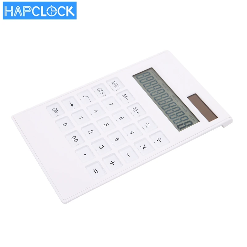 White Big Solar 12 Digit Electronic Office Desktop Calculator