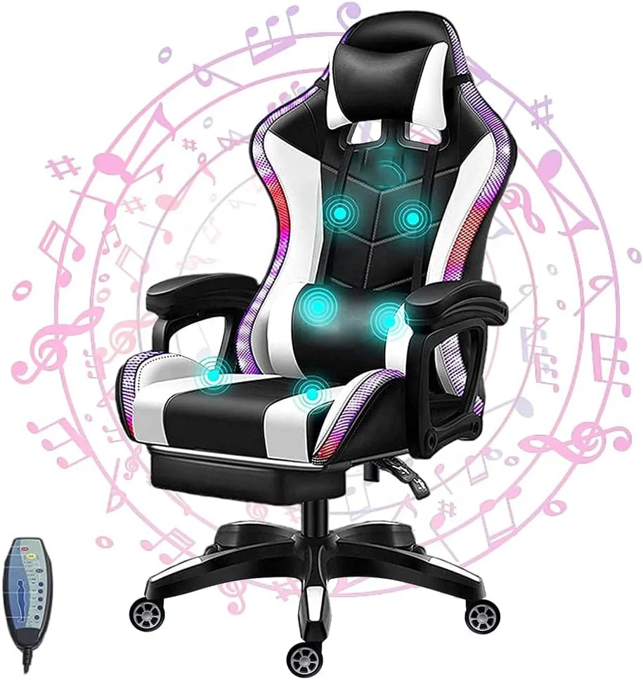 High Quality Gaming Chair Comfortable Rgb Computer Chairs 7 points Massage Gaming Chair with Speakers and LED for Adults