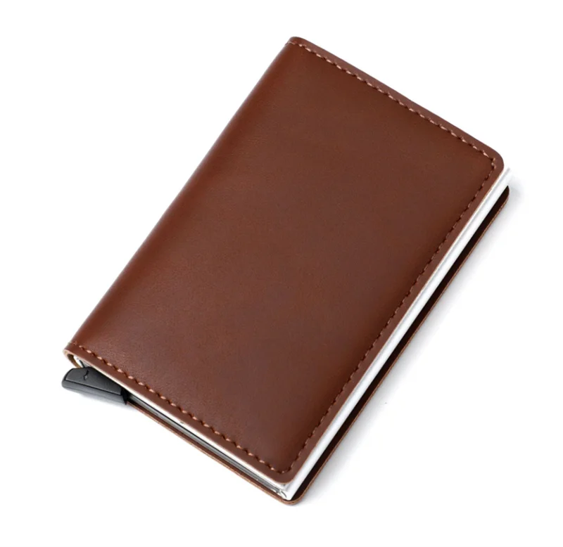 Luxury business christmas gift slim thin minimalist front pocket rfid-blocking pu leather wallets for men women