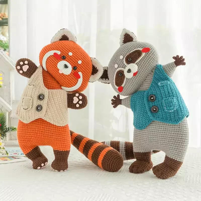Medium-Sized  Lying Down Pillow Pure Cotton Core Soft Safe Cute Raccoon Shaped Doll Material package