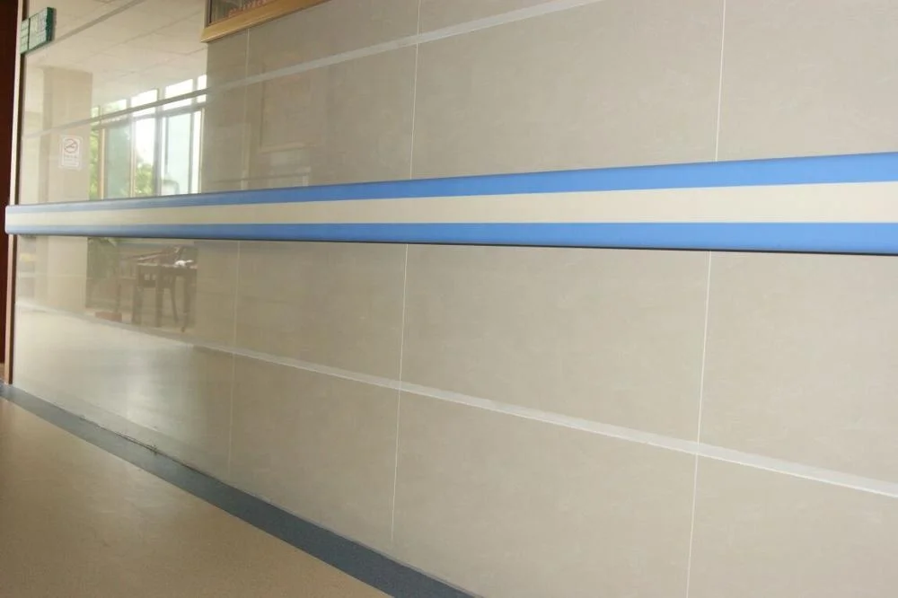 wall protector for hospital school hotel with plastic pvc cover and rubber strip