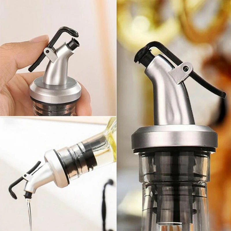 Oil Bottle Stopper Lock Plug Seal Leak-proof Food Grade Rubber Nozzle Sprayer Liquor Dispenser Wine Pourer Kitchen Tool