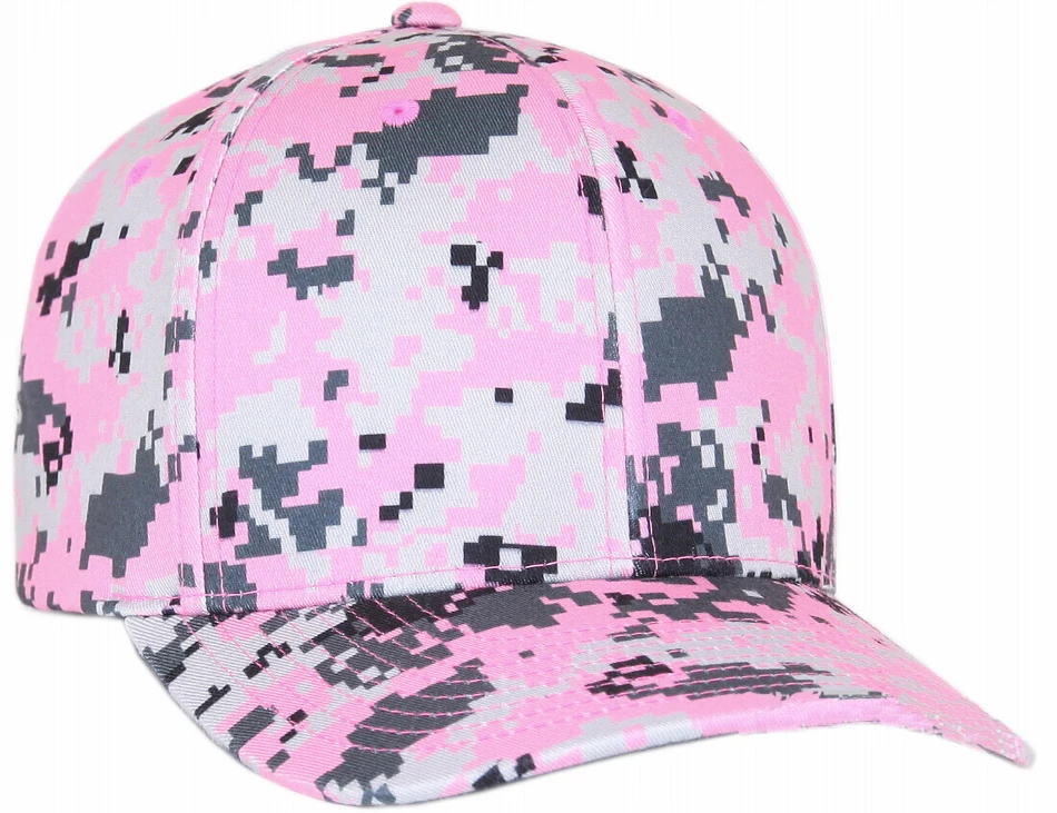 6 panel cotton outdoor army rip stop digi pink camouflage women baseball cap