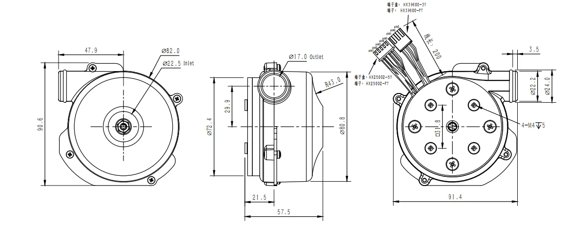 24 v dc electric motor centrifugal small dc blower fan  centrifugal exhaust turbo hot air blower fan