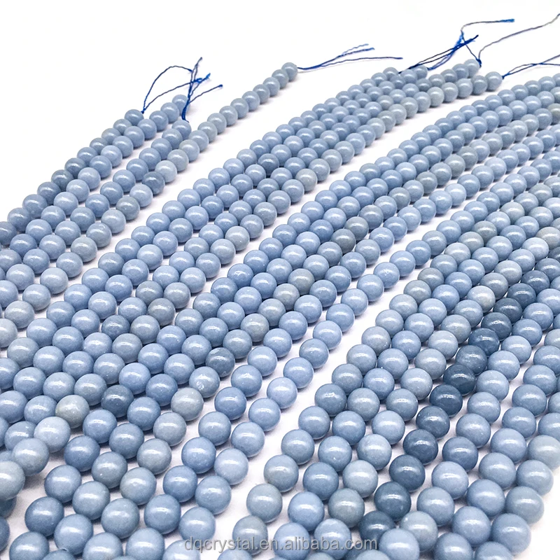 Crystal jewelry making angelite  bracelet supplies natural 8mm beads blue angelite stone feng shui bracelet for women gift
