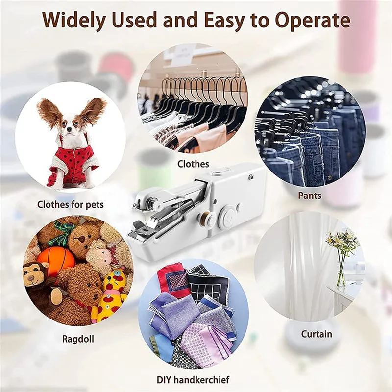 Small Sewing Machine Portable Handheld Manual Mini Sewing Machine Household Needlework Cordless Handwork Tools Accessories