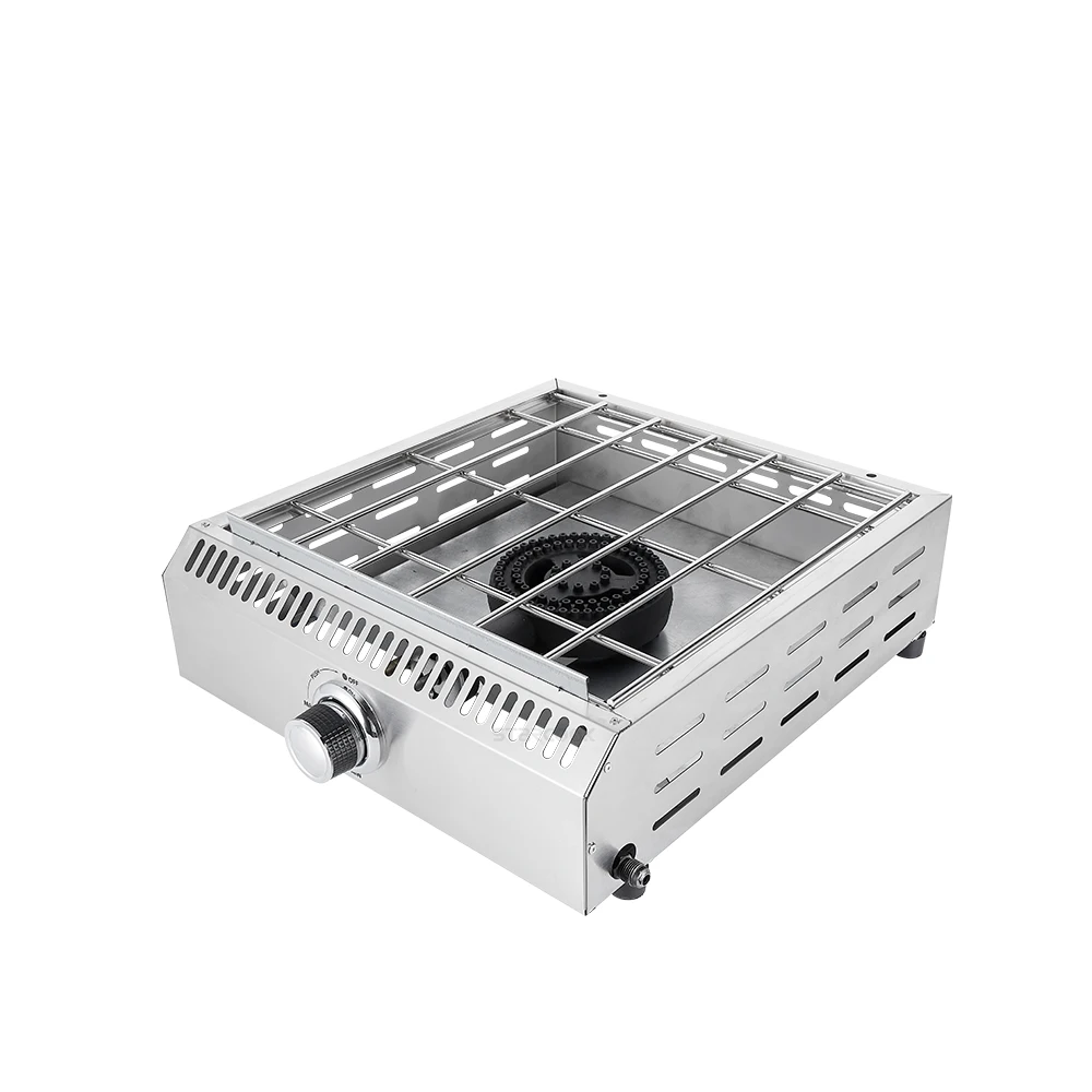 20 Inch One Burner Gas Grill Griddle Stainless Steel Portable Table Top Plancha Grill Plat