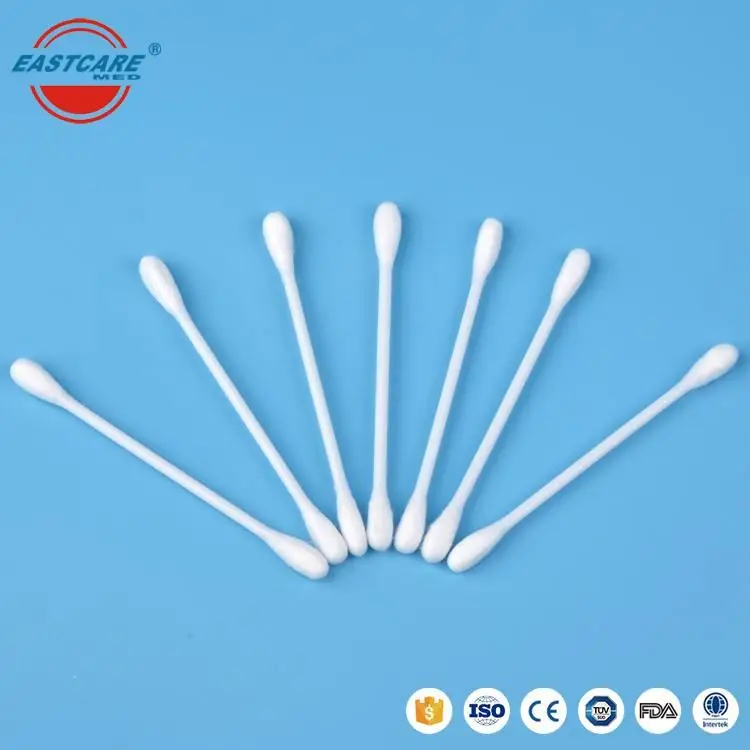 Cheap price high quality medical double round head cotton buds plastic stick premium pure sterile white cotton swab
