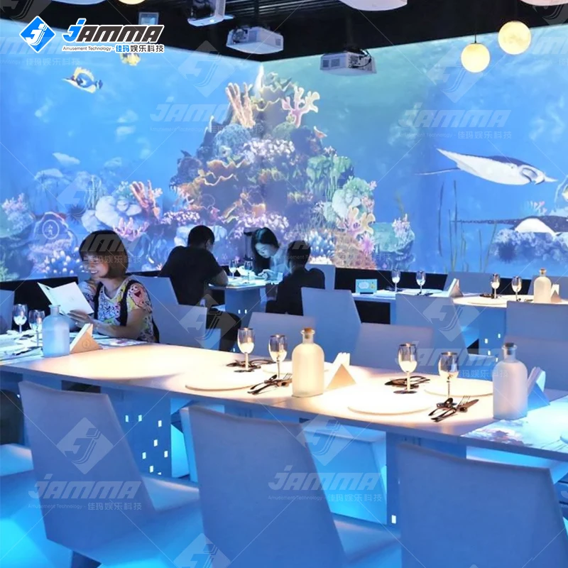 Full 360 Degree Immersive Spaces Interactive Projection restaurant Wall Floor interactive projector games
