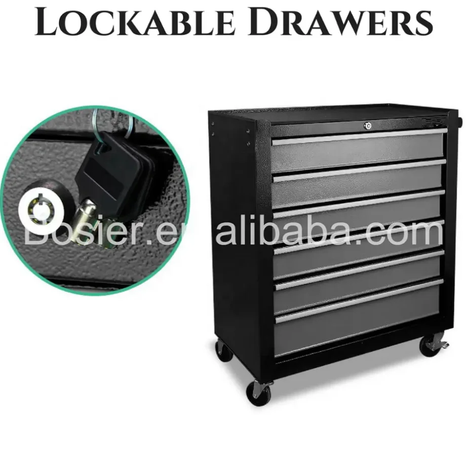 Big tool box with wheels 6 drawers storage tool chest cabinet toolbox for trolley tools set