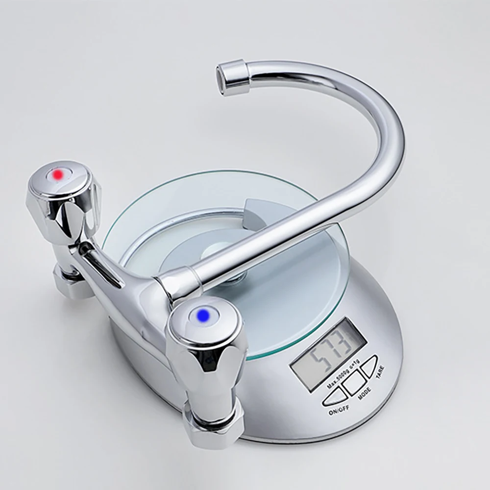 KWM405-Tengbo brass double handle wall mount kitchen faucet mixer