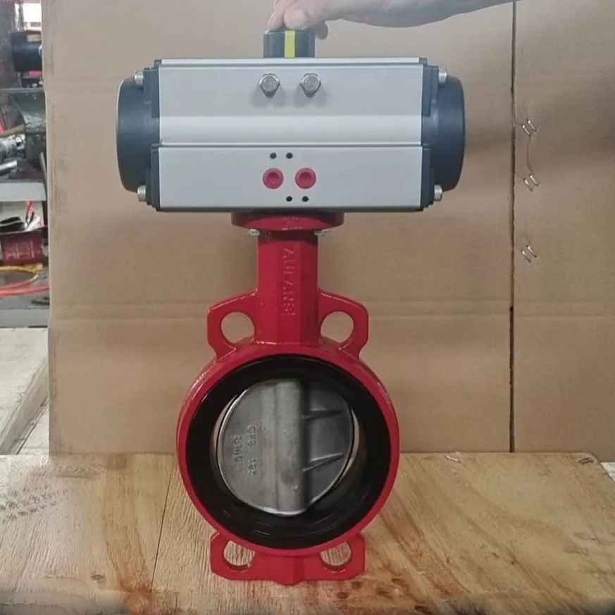 DN50 DN100 2 inch 150LB PN16 Wafer Type Pneumatic Actuators Control Butterfly Valve