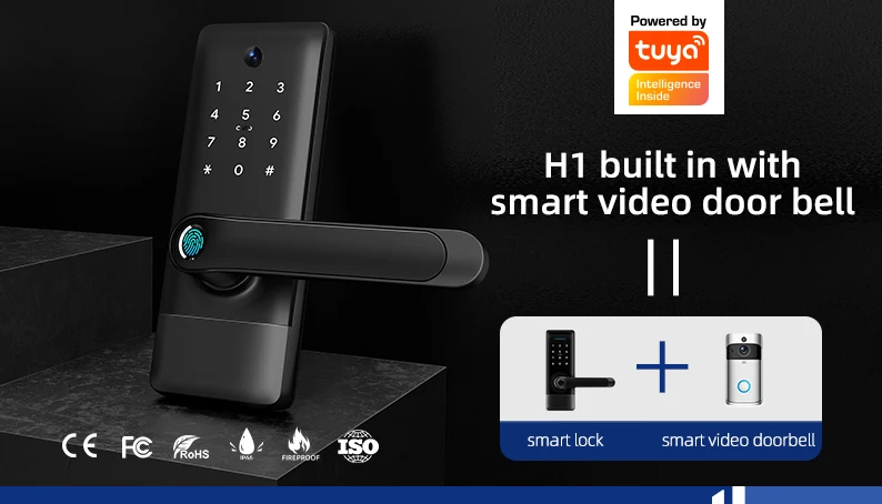 Liliwise Security Outdoor Waterproof Smart Biometric Fingerprint Door Lock Tuya Intelligent Lock With Camera Doorbell