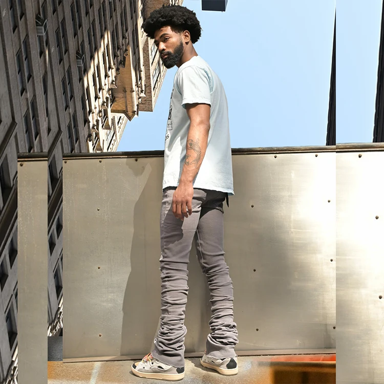 DiZNEW OEM men stacked jeans logo 3xl black stacked-jeans-men