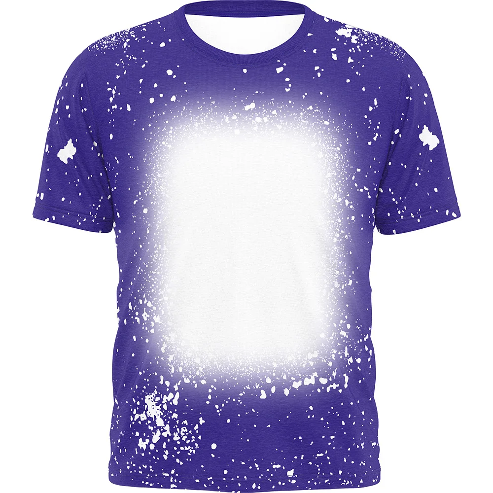 Bleach Design Printed Tees Blank US Unisex Sublimation Shirt Faux Bleached Polyester T Shirts
