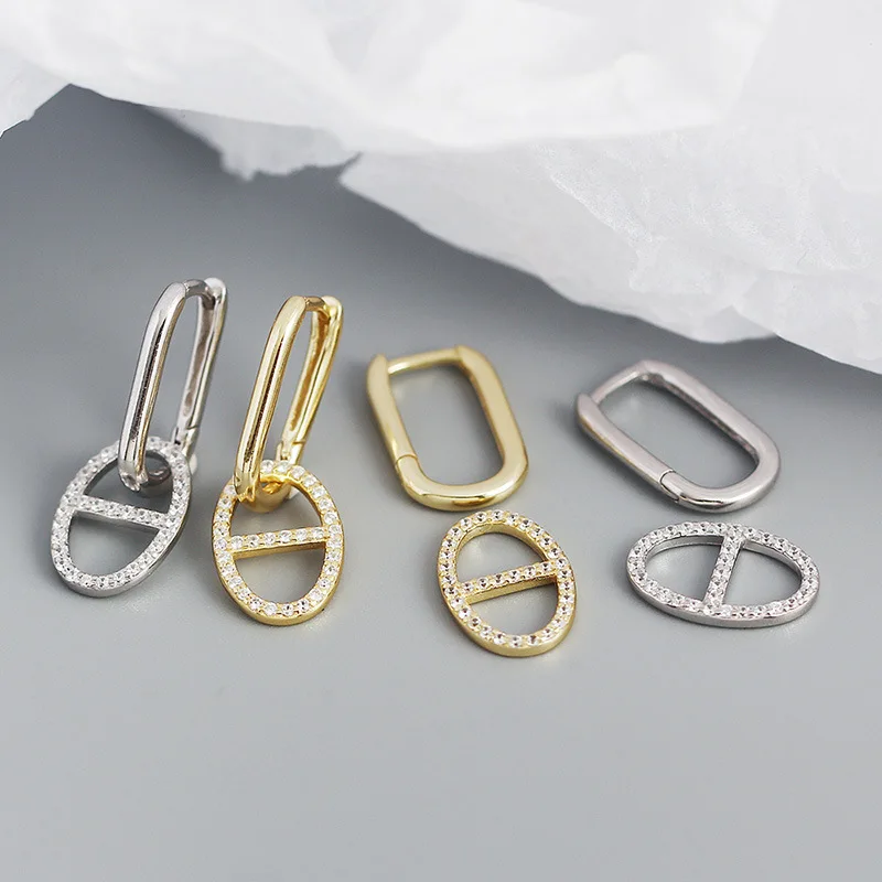 High Quality 18K Gold Plated Stainless Steel Zircon Pig Nose Clip On Earrings CD Luxury Jewelry for Women Party Gifts