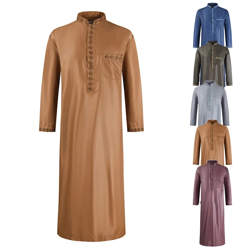 
2021 wholesale latest al aseel muslim thobe for men Buttons haramain thobe islamic 