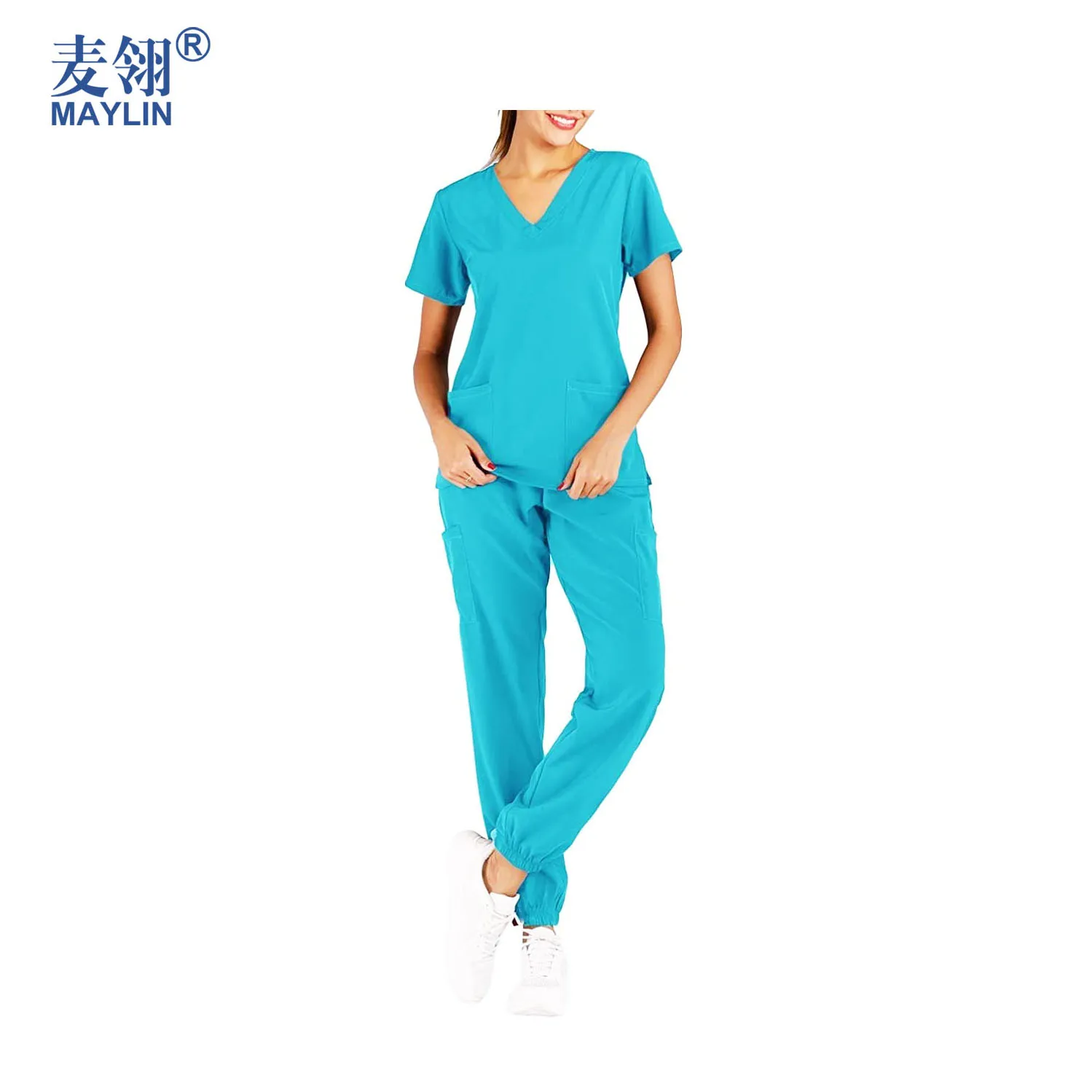 Enfermera Uniformes De Hospital Scrubs Medical Nurse Uniforms Royal Blue Jogger Scrub Sets