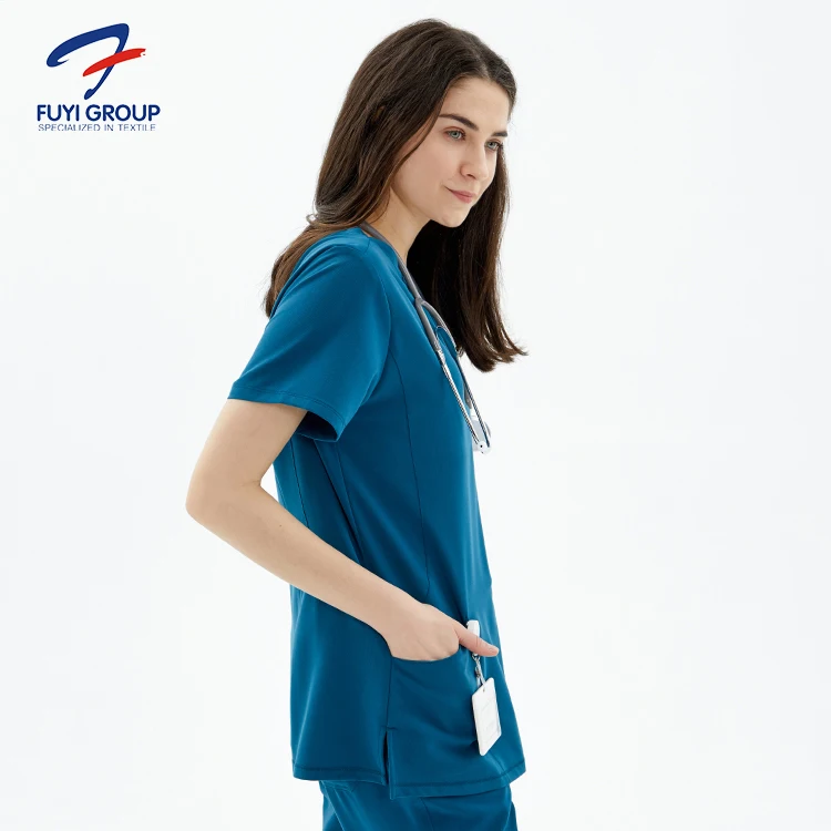 Dental Housekeep Reusable Fashionable Hospital Uniformes Medico Stretchy Anti-bacterial Scrub Fashionable Nurse Uniform Designs
