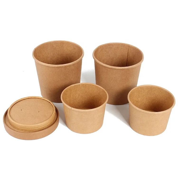 ECO Disposable Kraft Paper Soup Cup With Lid