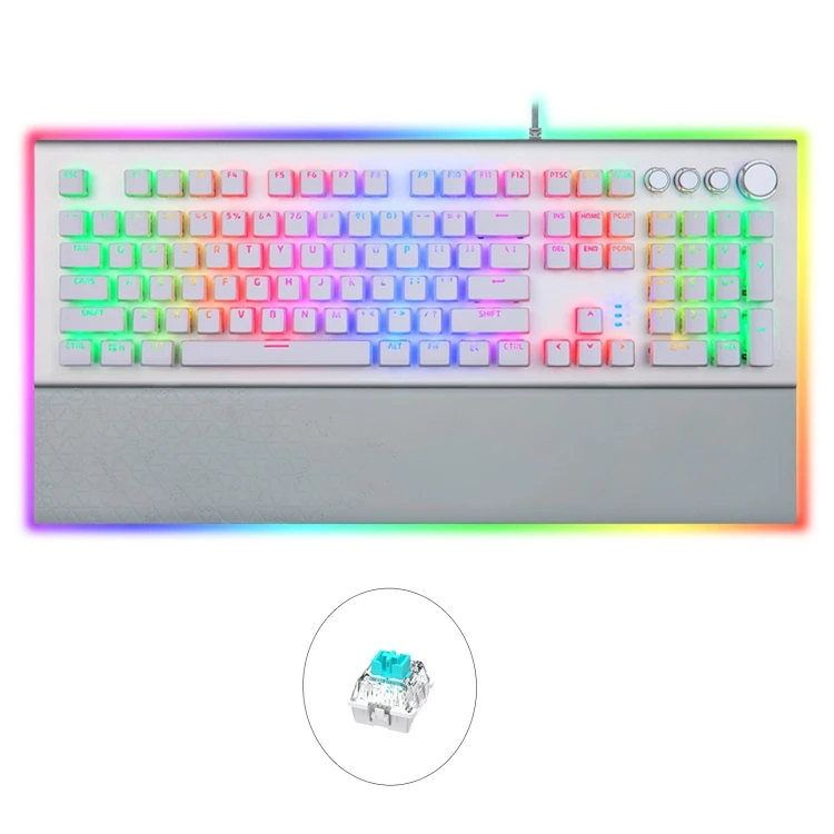 Hot Selling AULA L2098 108 Keys USB RGB Light Wired Mechanical Gaming  Blue Axis Keyboard