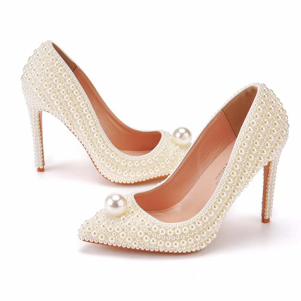 Foreign trade large size women  pearl wedding shoes bridal shoes dinner women shoes